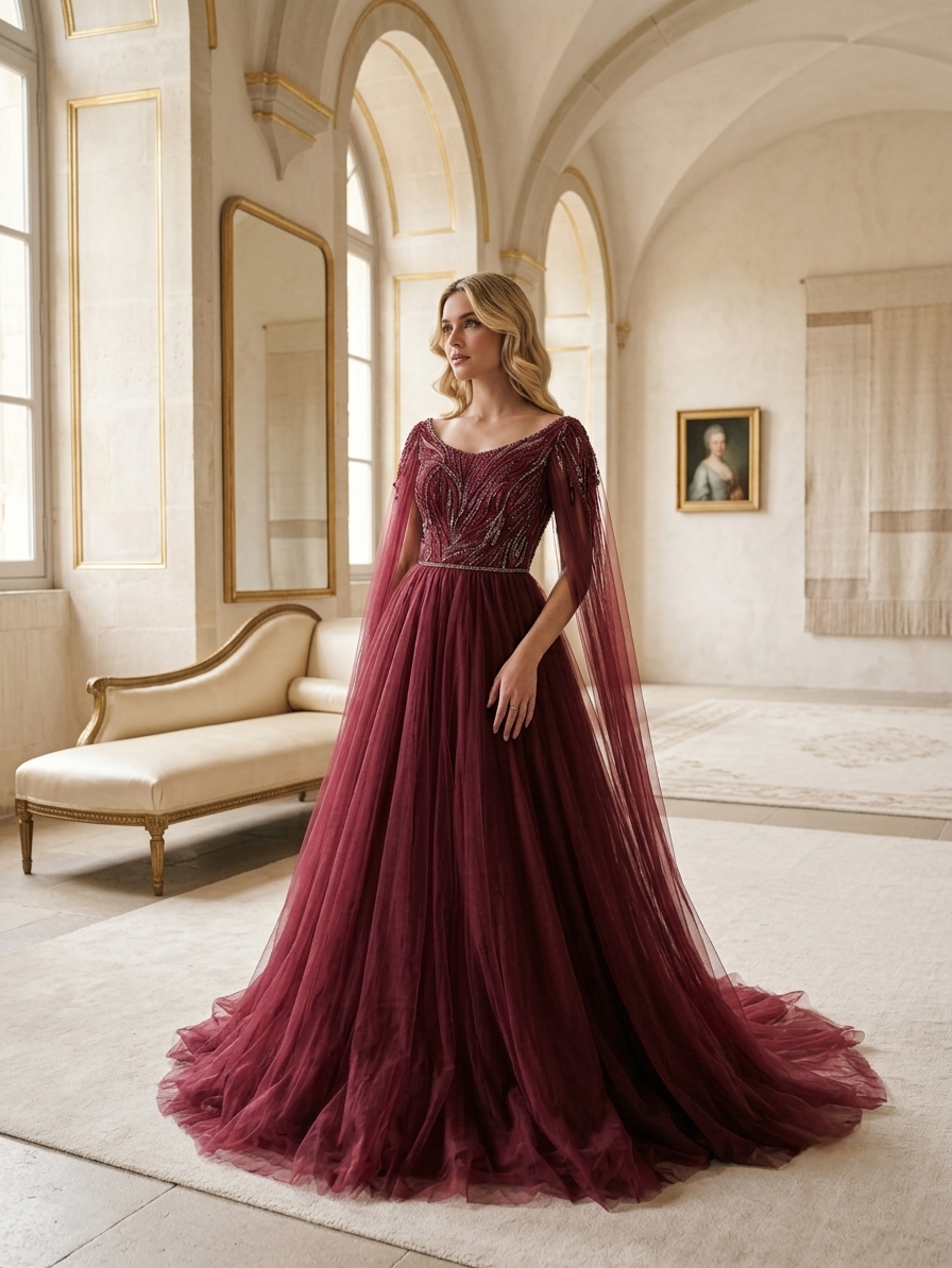Burgundy  Gown