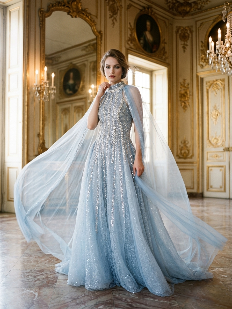 Crystal Ice Blue Gown - Image 3