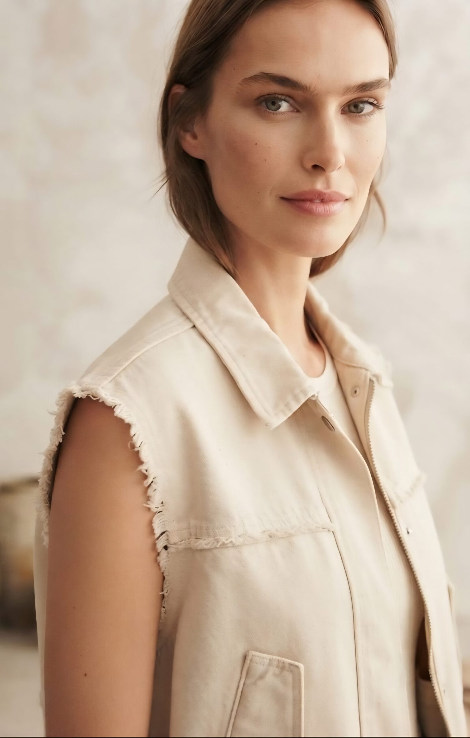 Beige Jeans Vest