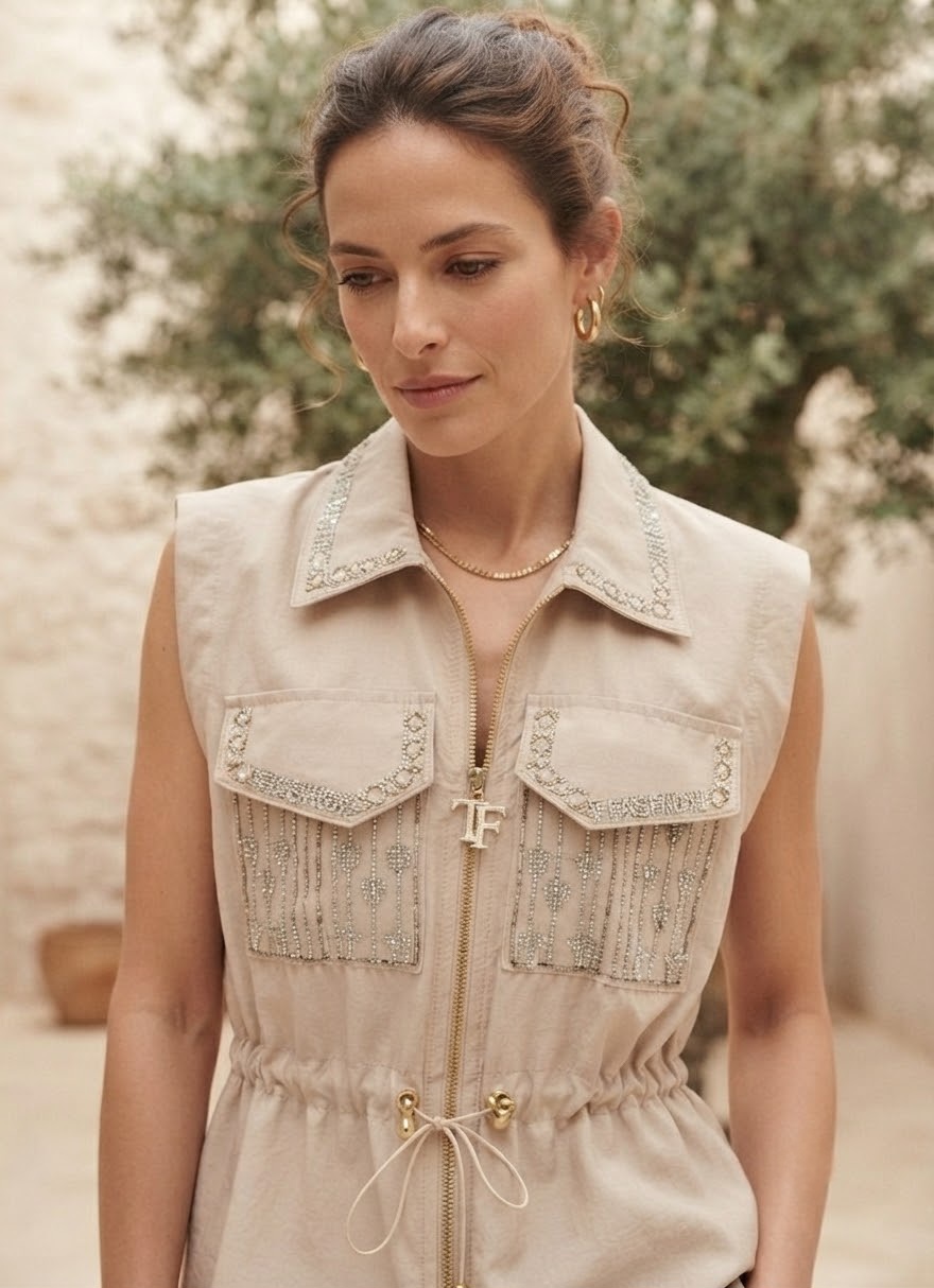 Beige Vest Set
