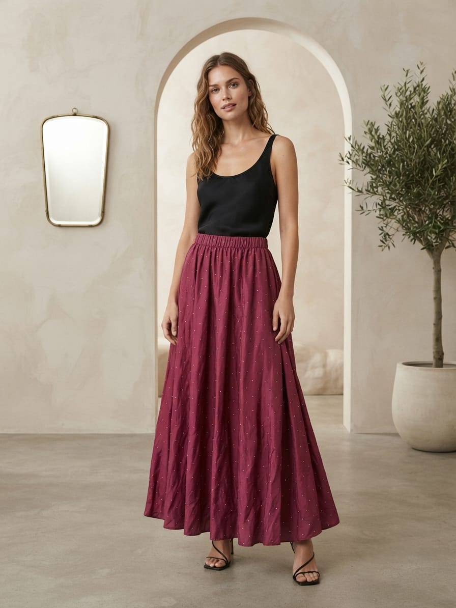 Burgundy Crinkle Skirt