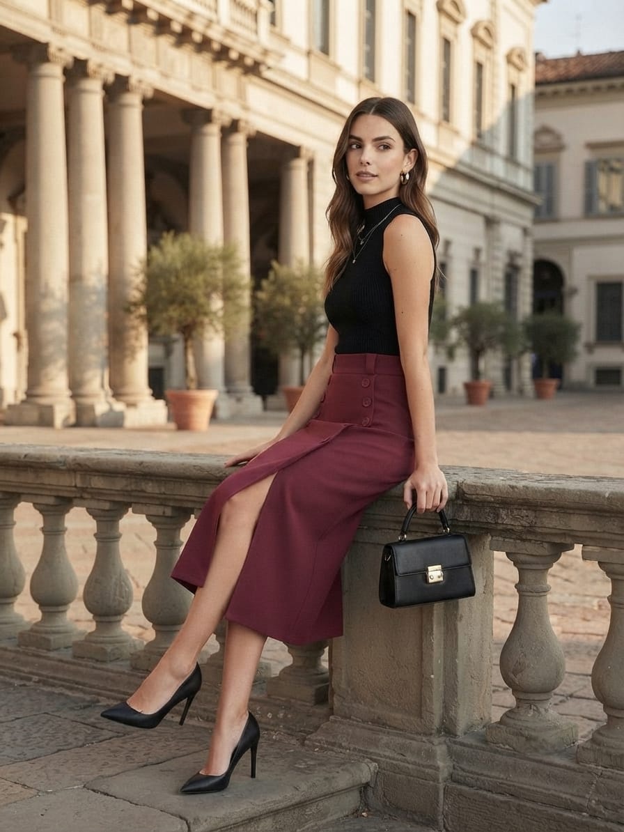 Burgundy Skirt