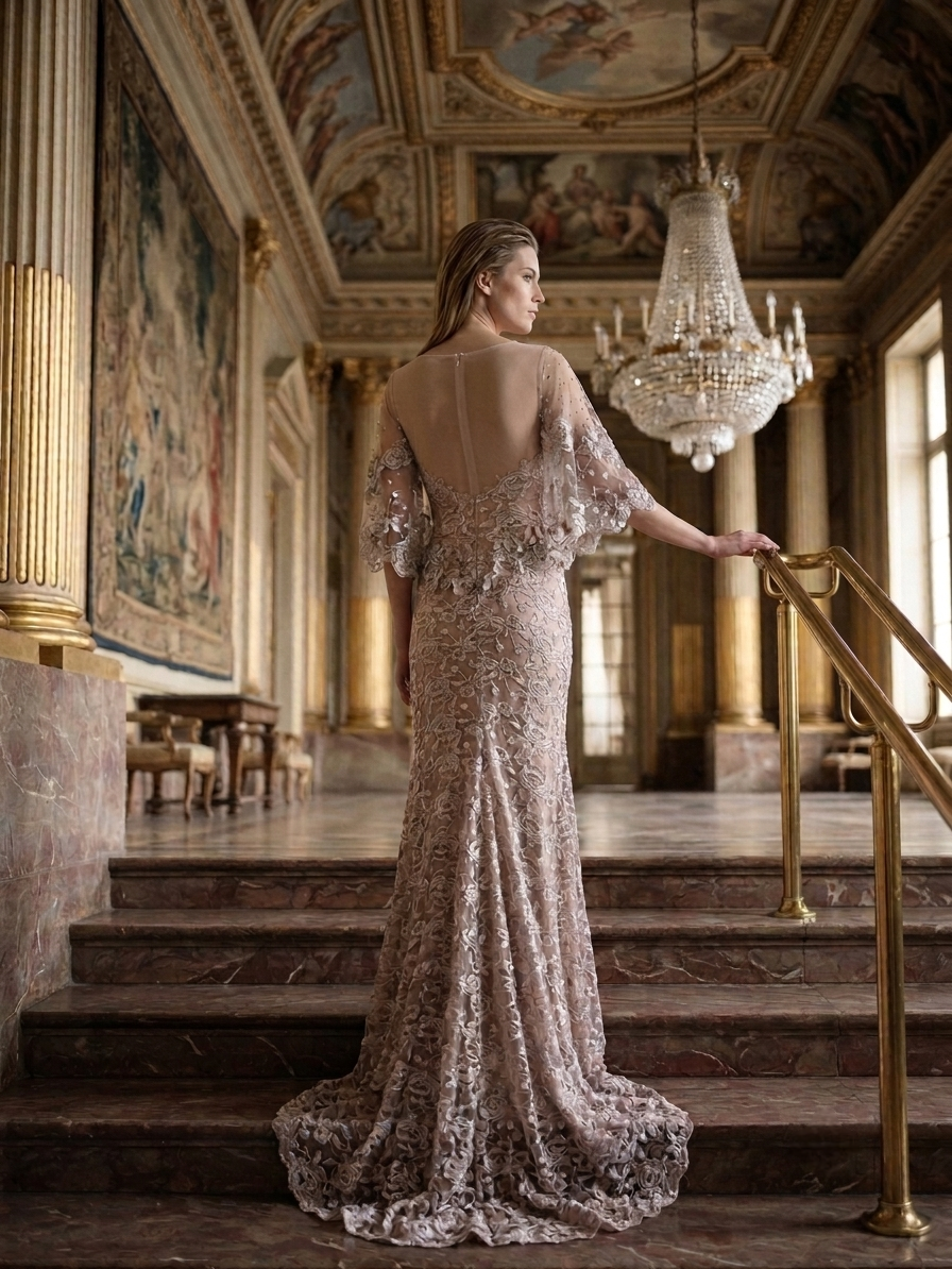 Embroidered Floral Gown - Image 3