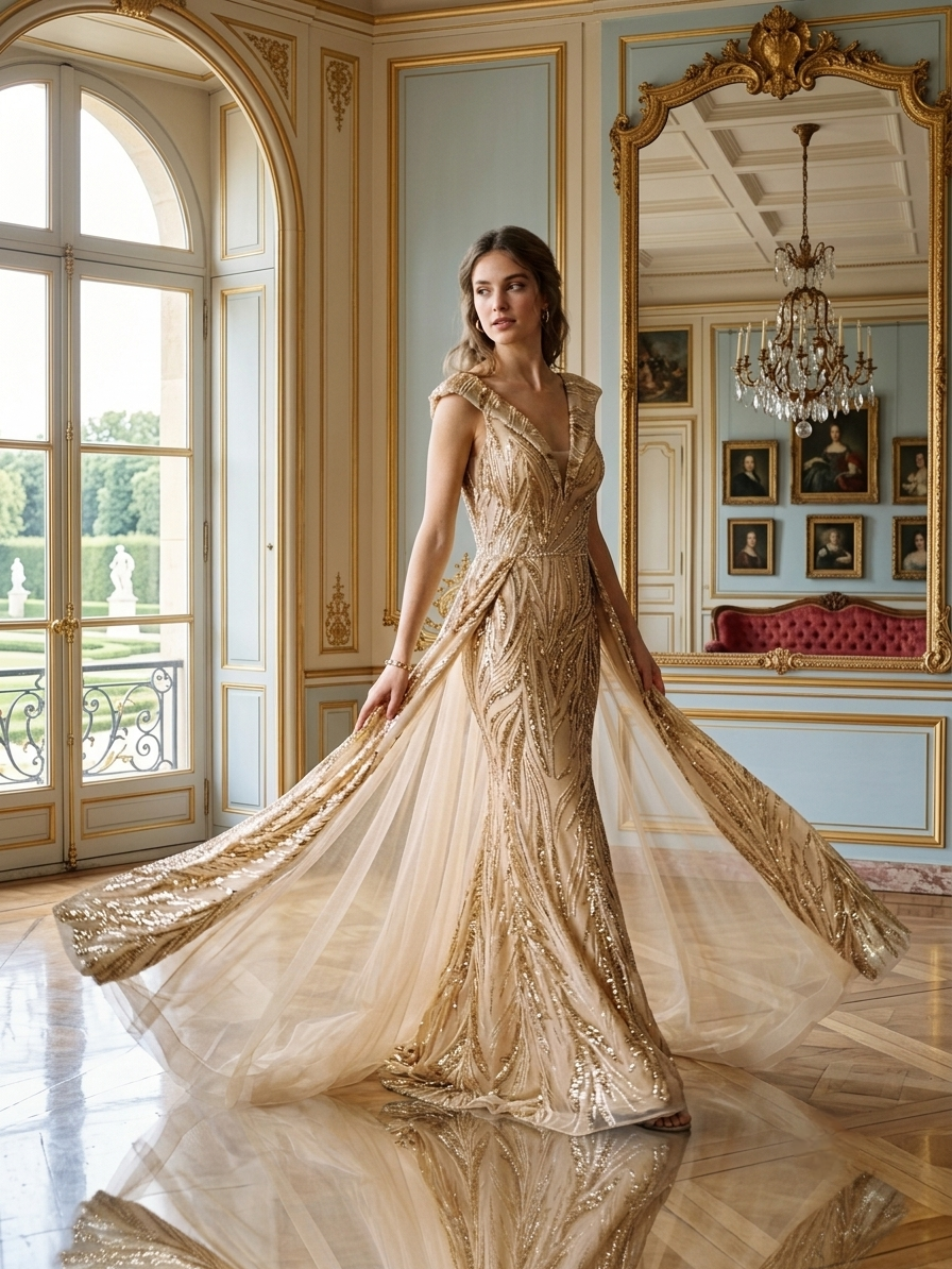 Golden Gown with Train