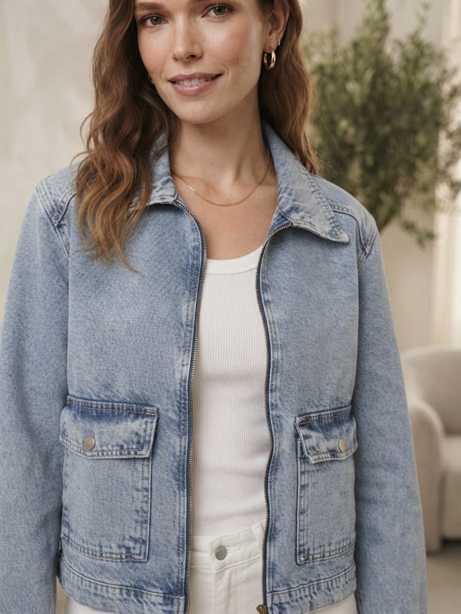 Zippered Denim Jacket