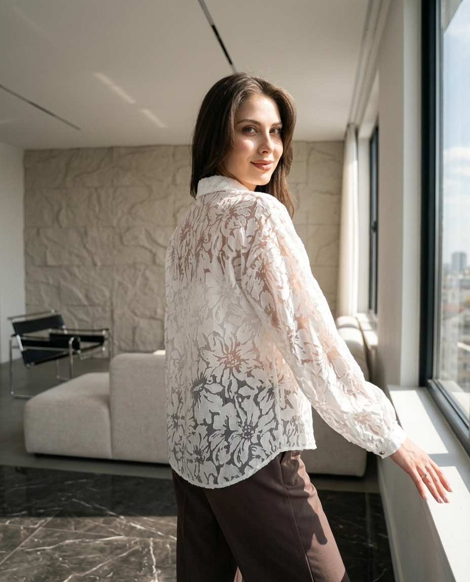 Lace Shirt in White