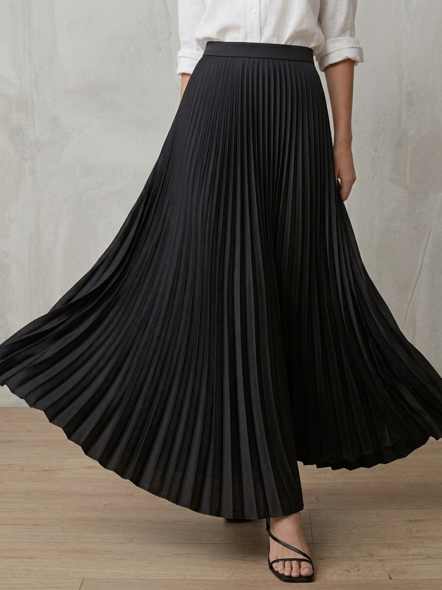 Pleated Black Skirt - Image 3