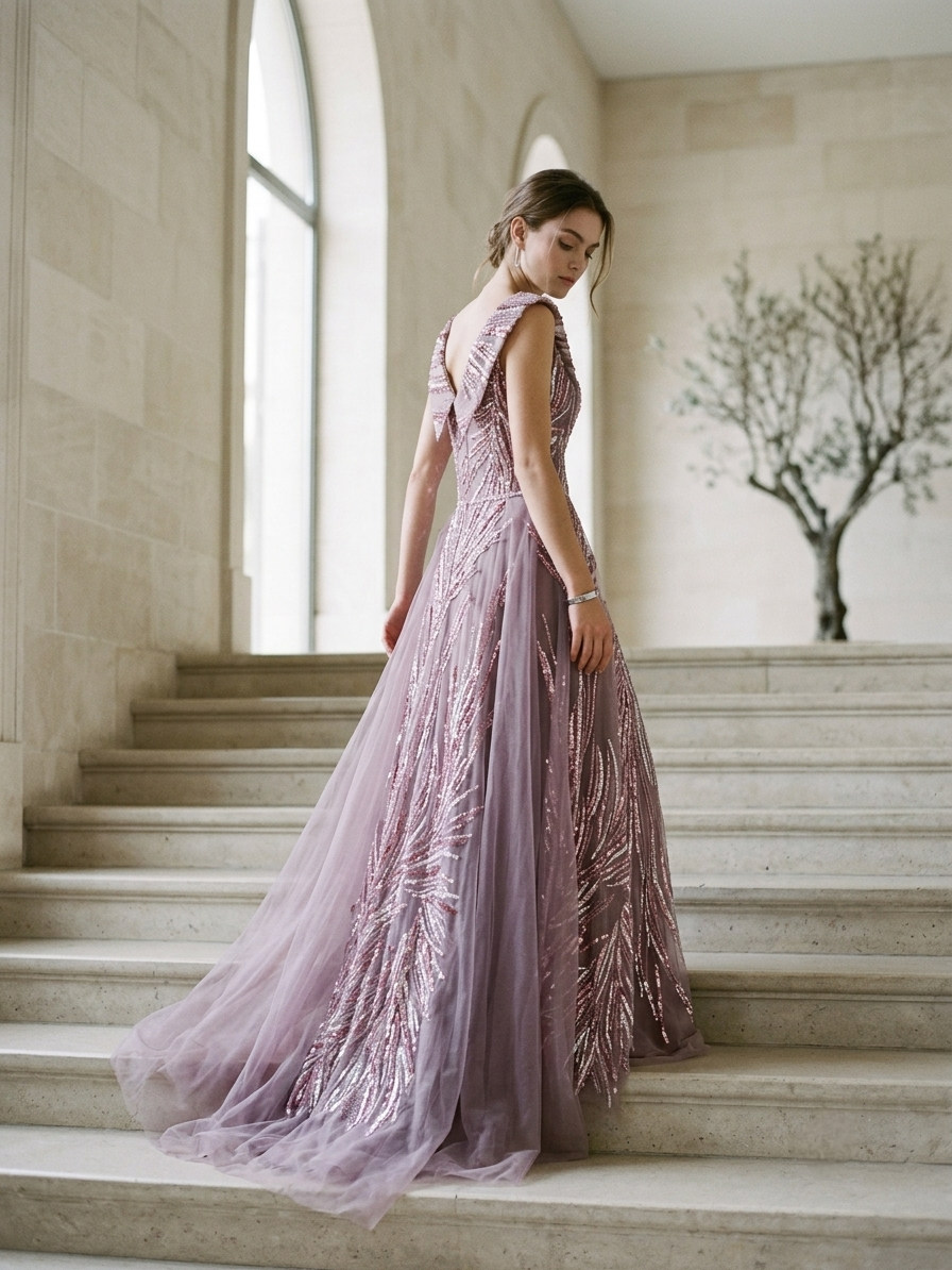 Purple Embellished Gown