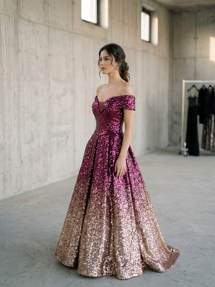Sequined Ombré Gown