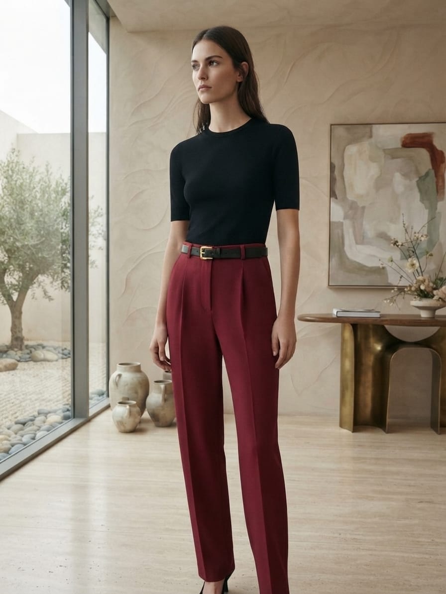 Wine-Red Pants