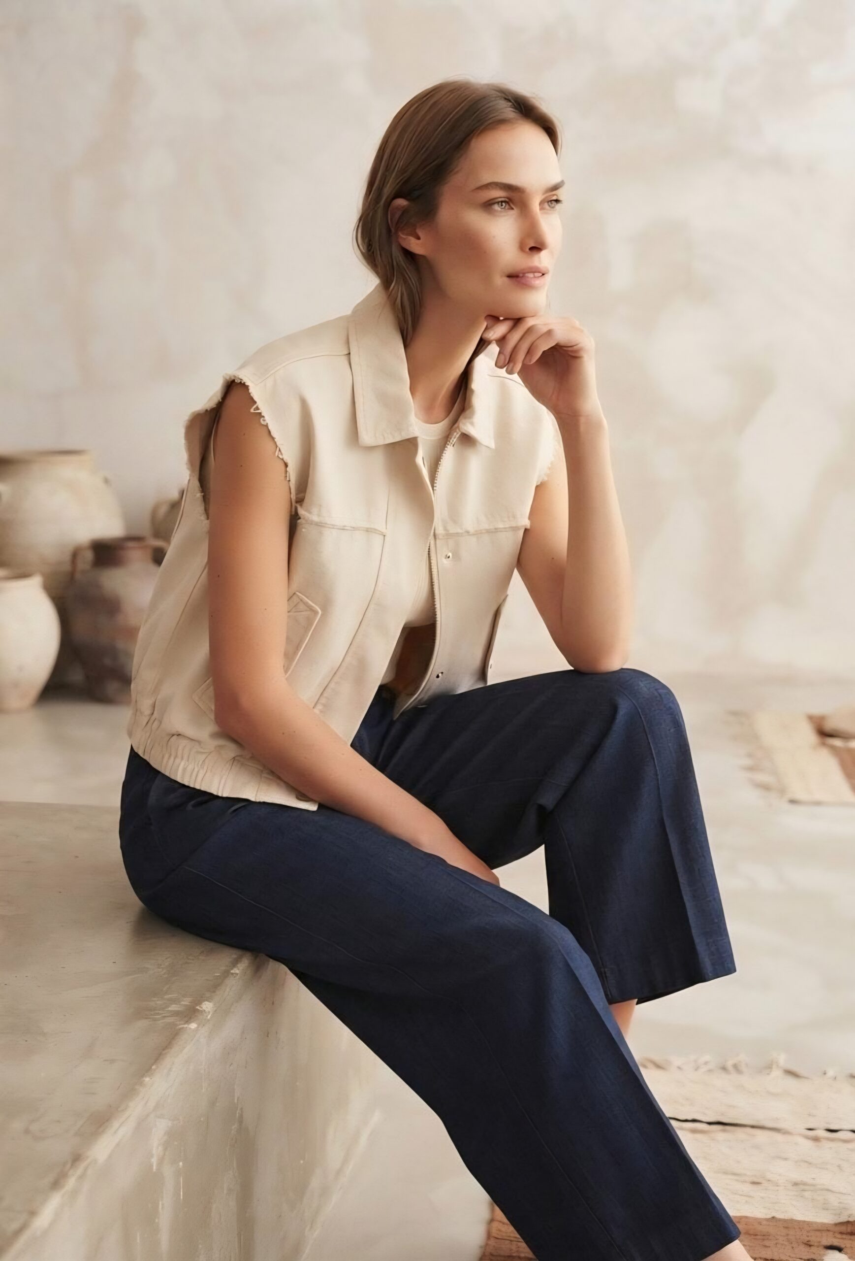 Beige Jeans Vest - Image 3
