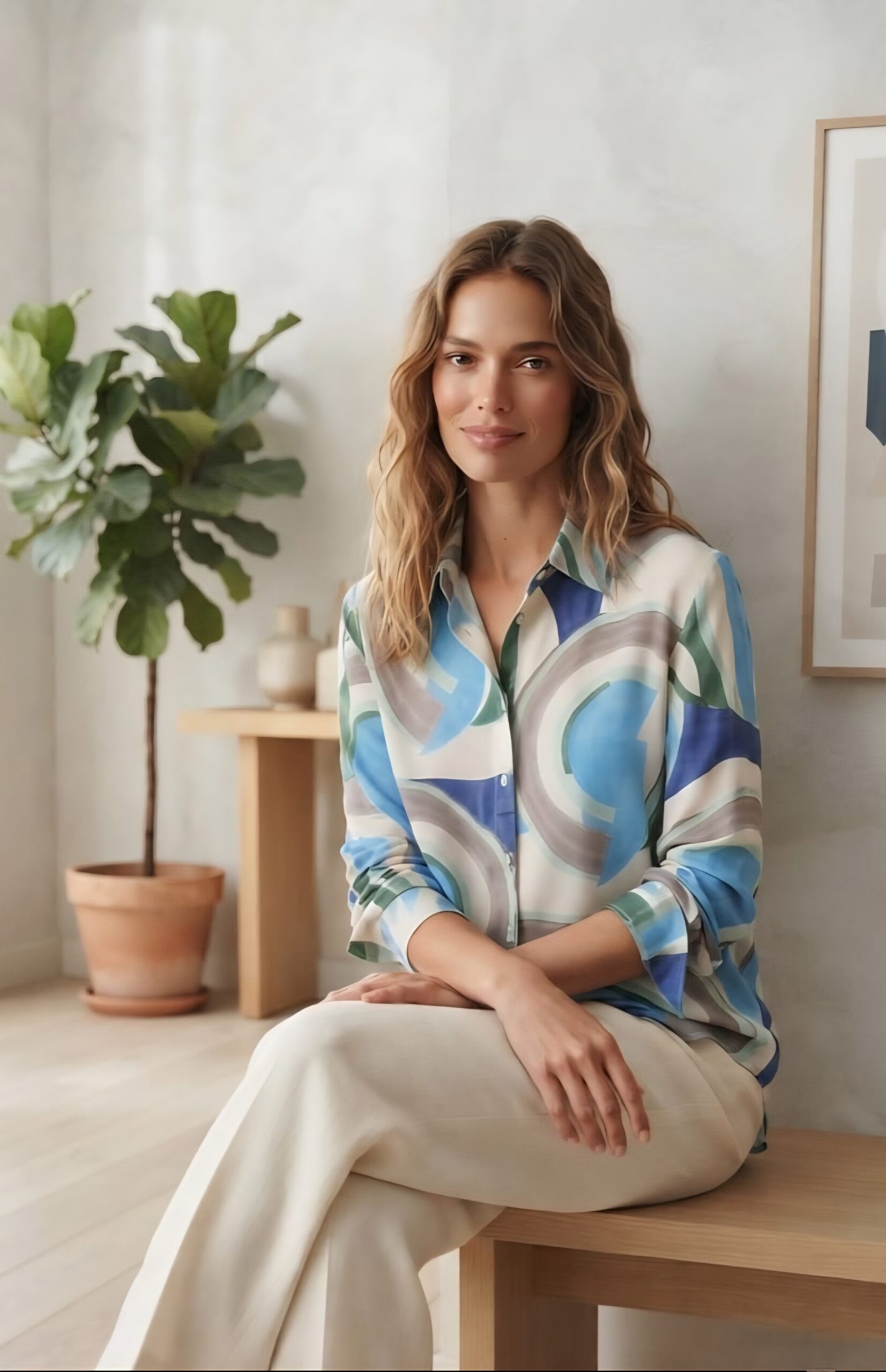 Blue Satin Shirt - Image 3