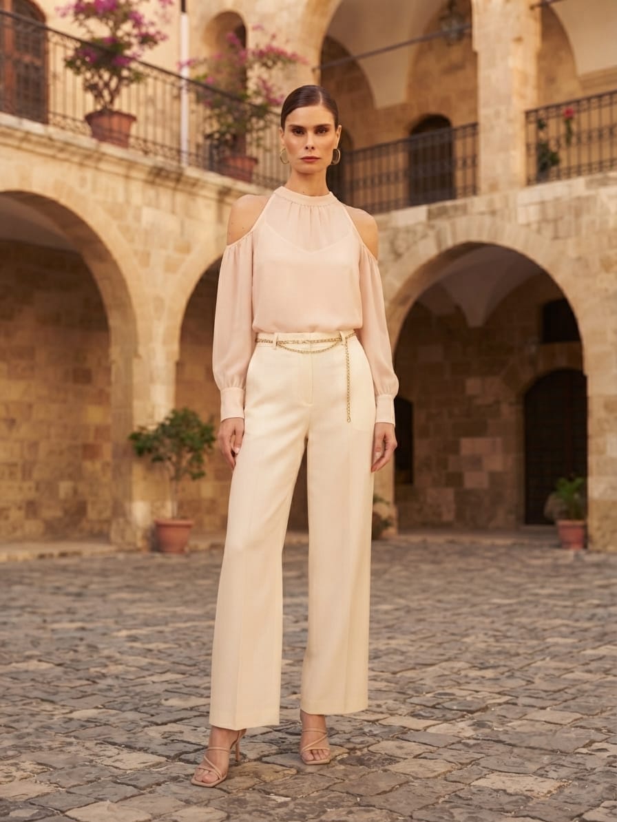 Salmon Pink Chiffon Top - Image 3