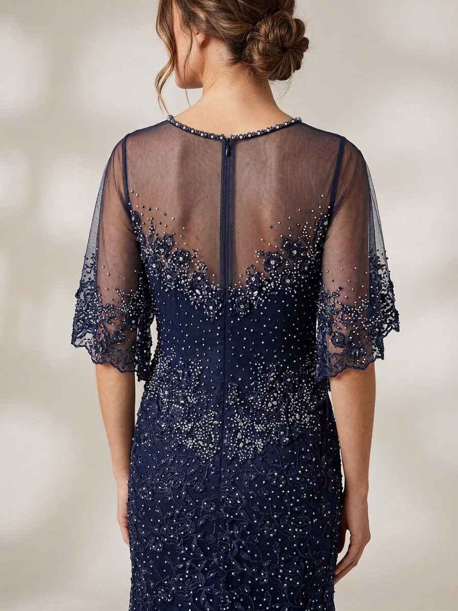 Lace Navy Gown - Image 3