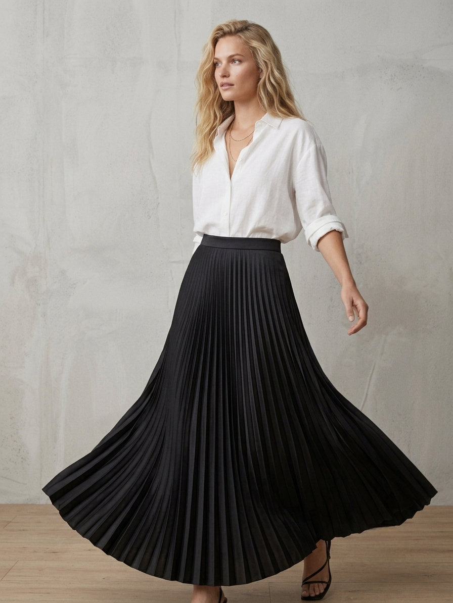 Pleated Black Skirt