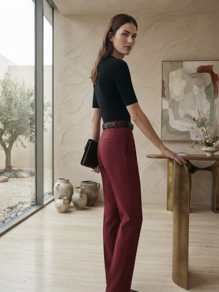 Wine-Red Pants - Image 3