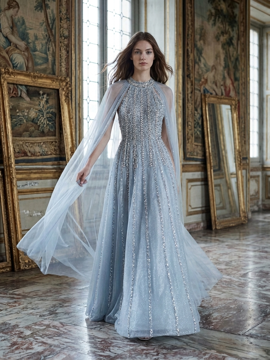 Crystal  Ice Blue Gown