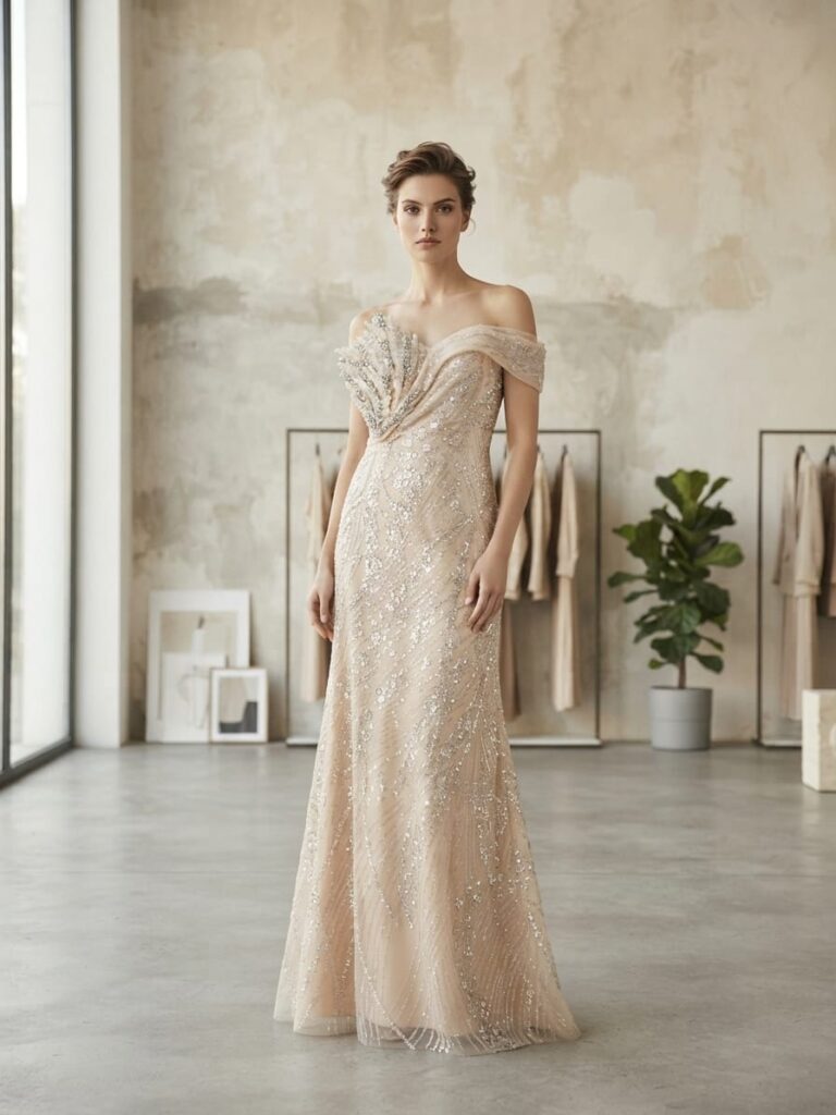 Golden beige gown