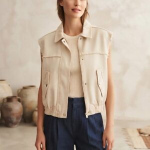 Beige Jeans Vest