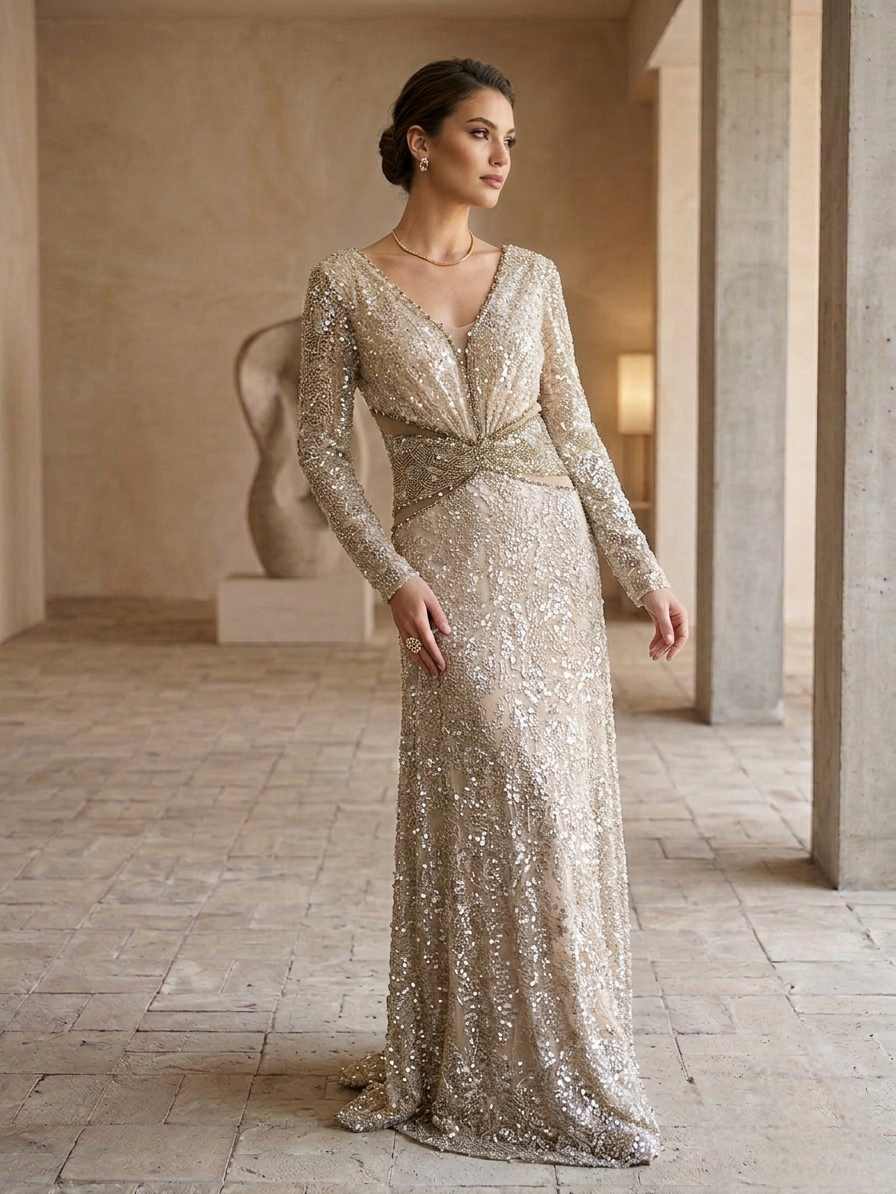Beige evening Gown