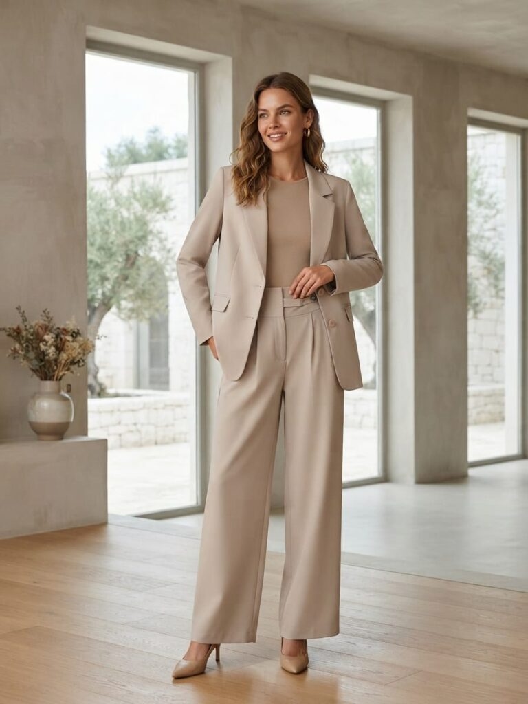 Beige Blazer Set