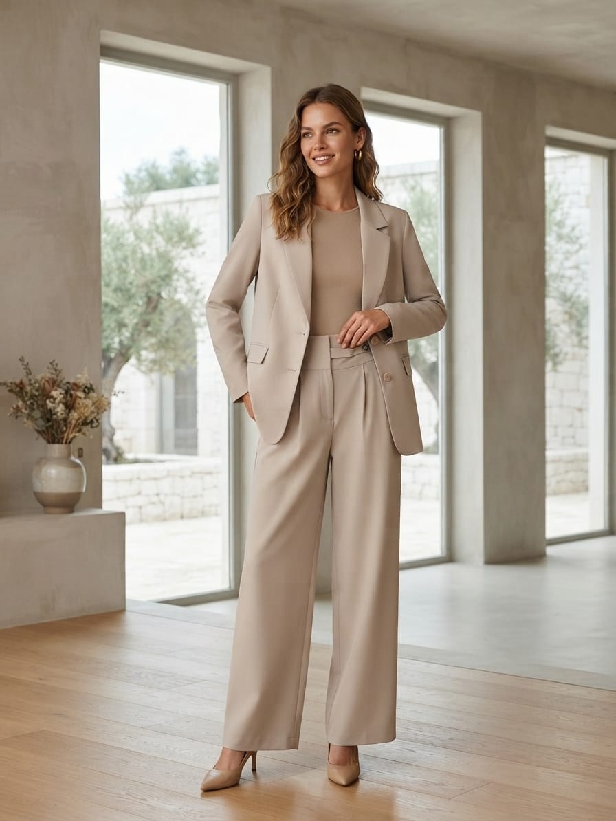 Beige Blazer Set
