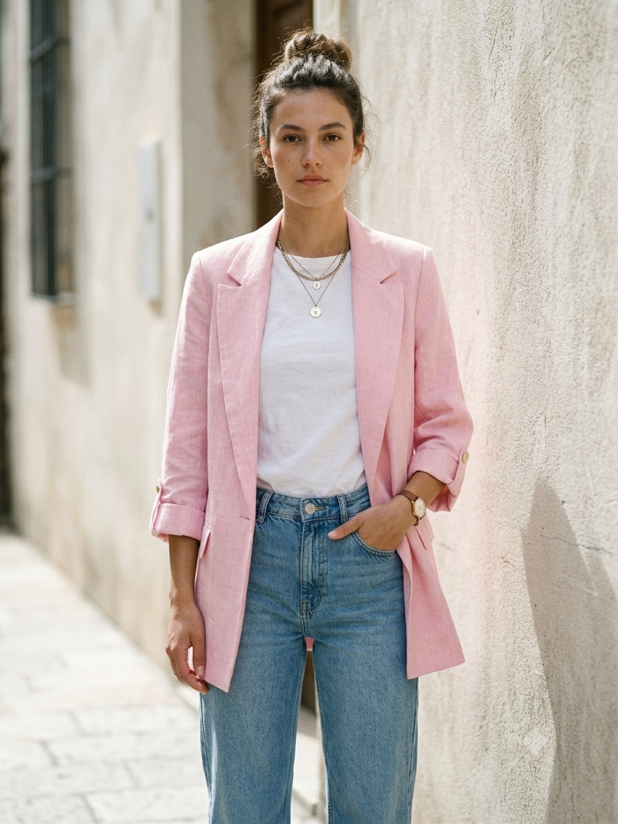 Linen Pink Blazer