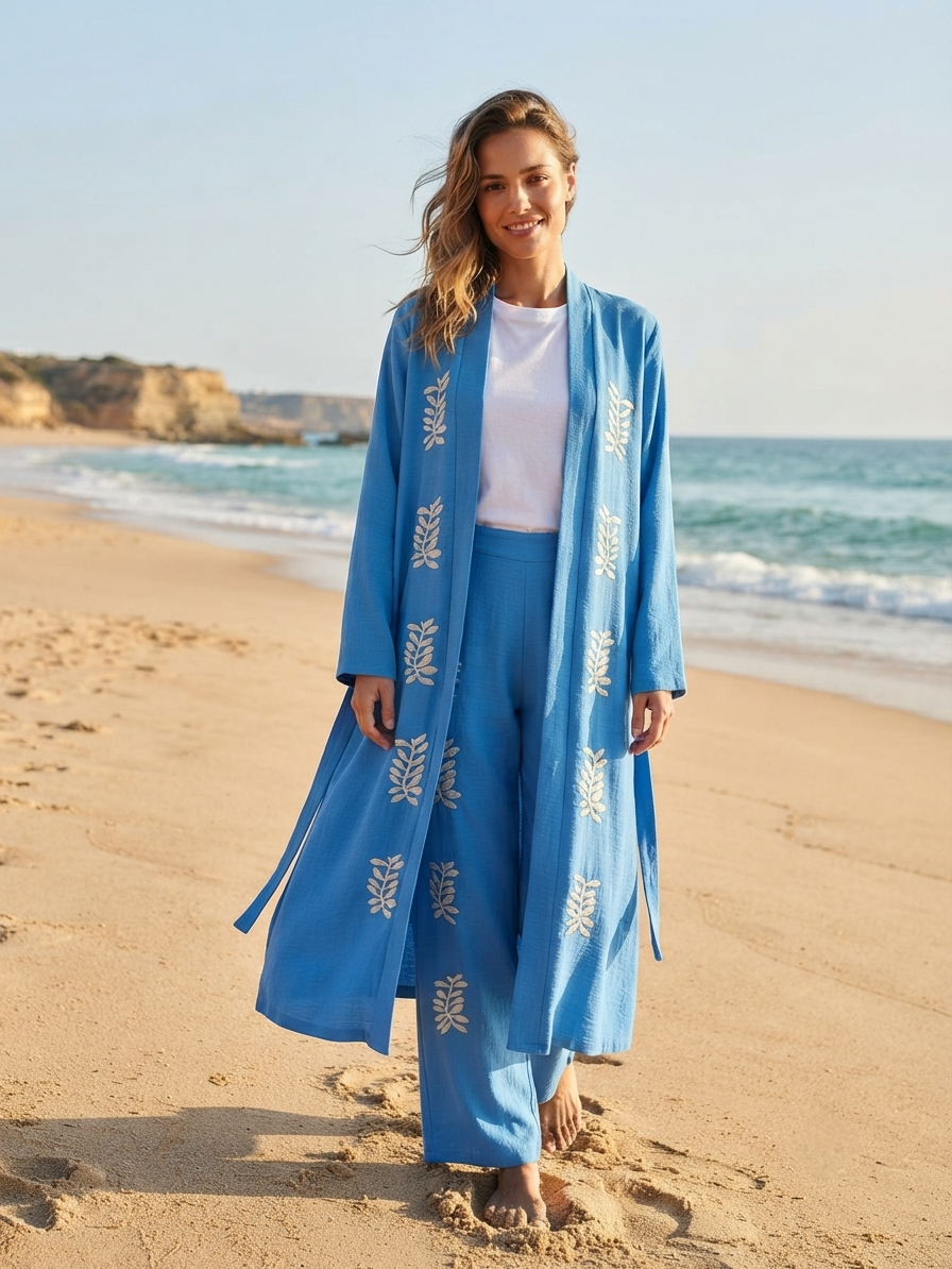 Blue Embroidered Set