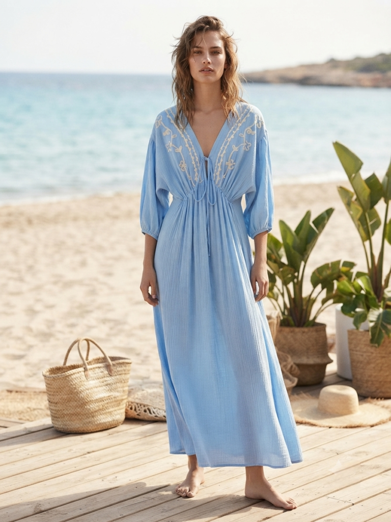 boho blue dress