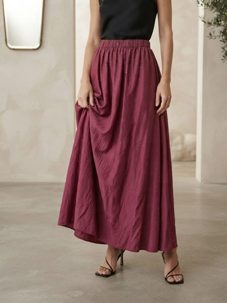 burgundy skirt
