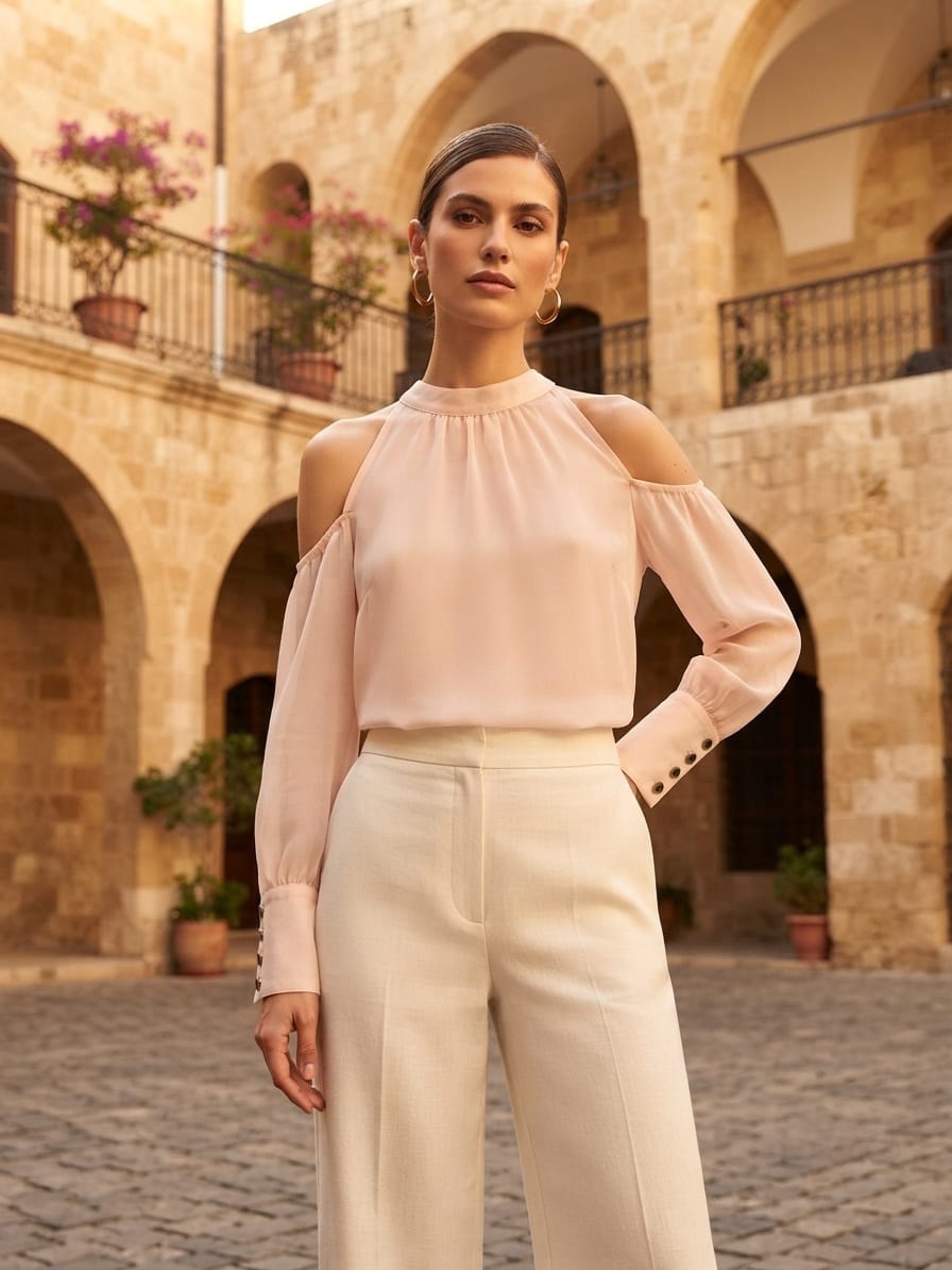 Salmon Pink Chiffon Top