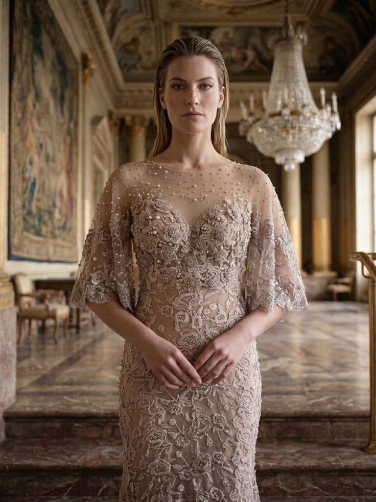 Embroidered Floral Gown