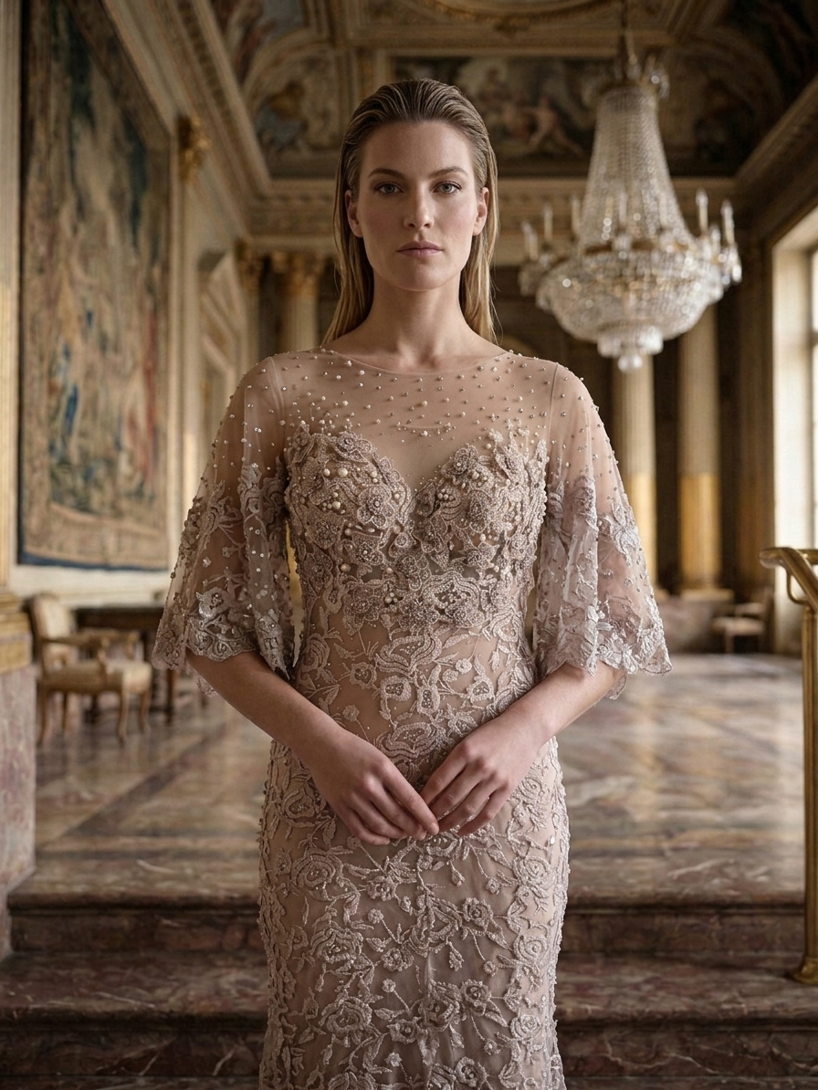 Embroidered Floral Gown