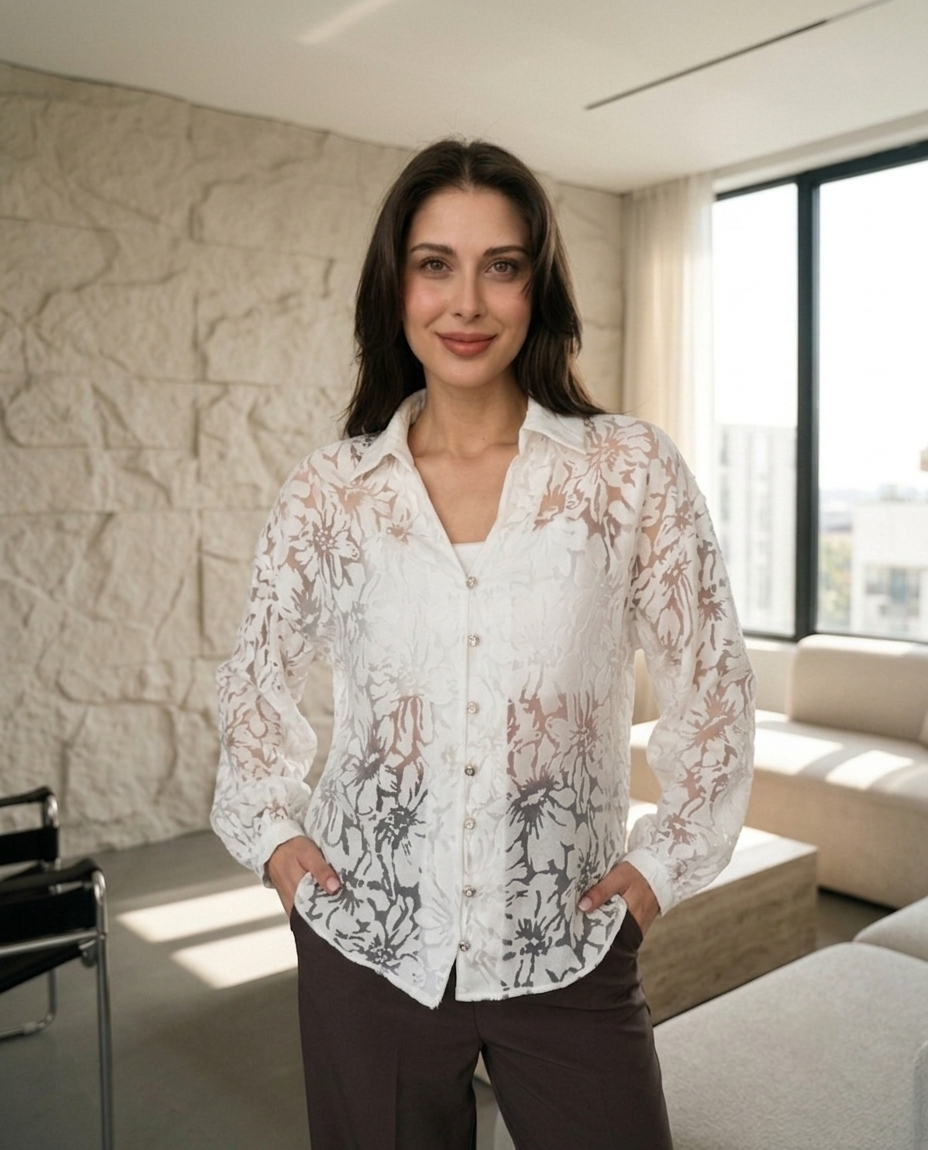 Lace Shirt in White