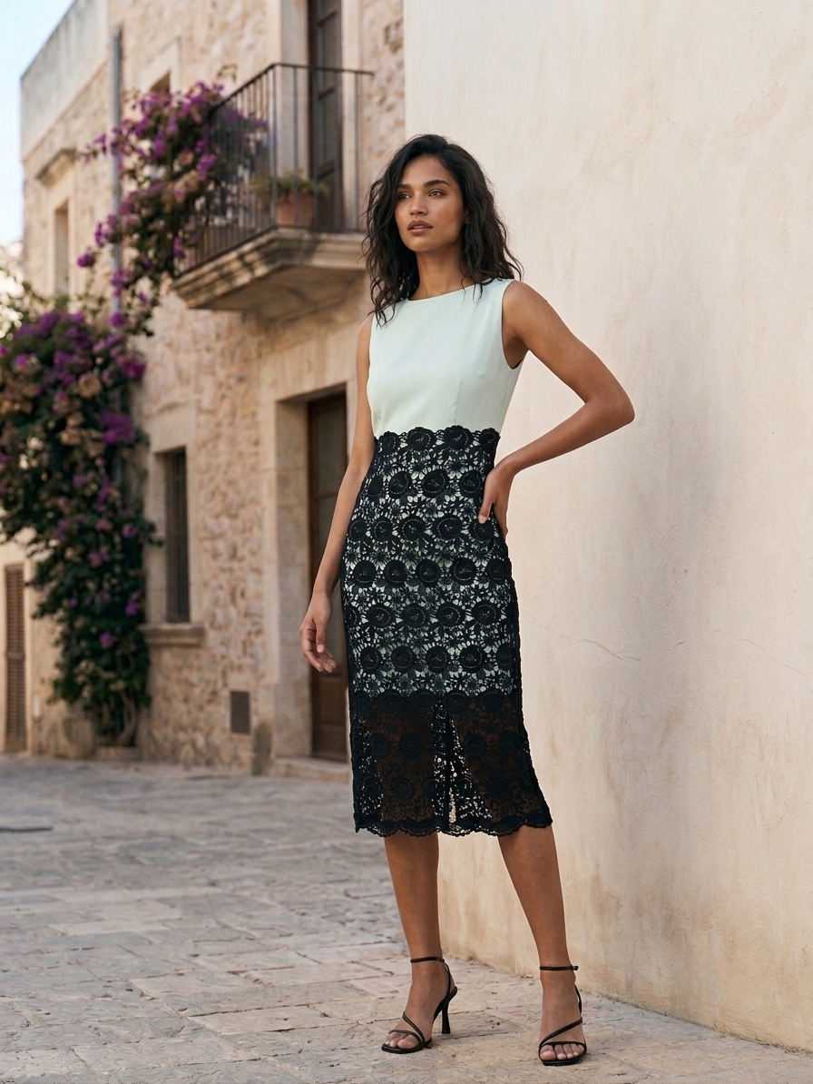 Mint & Black Lace Dress