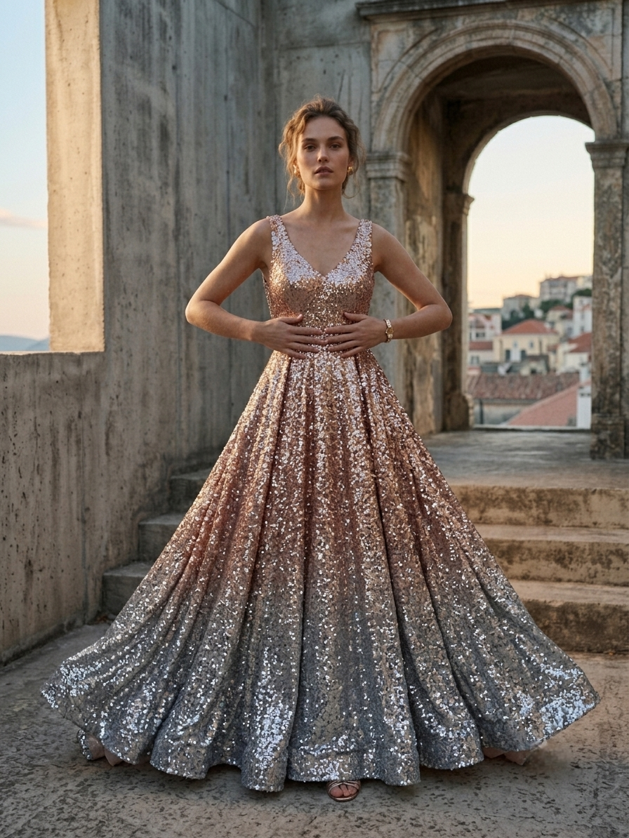 Paillettes golden gown