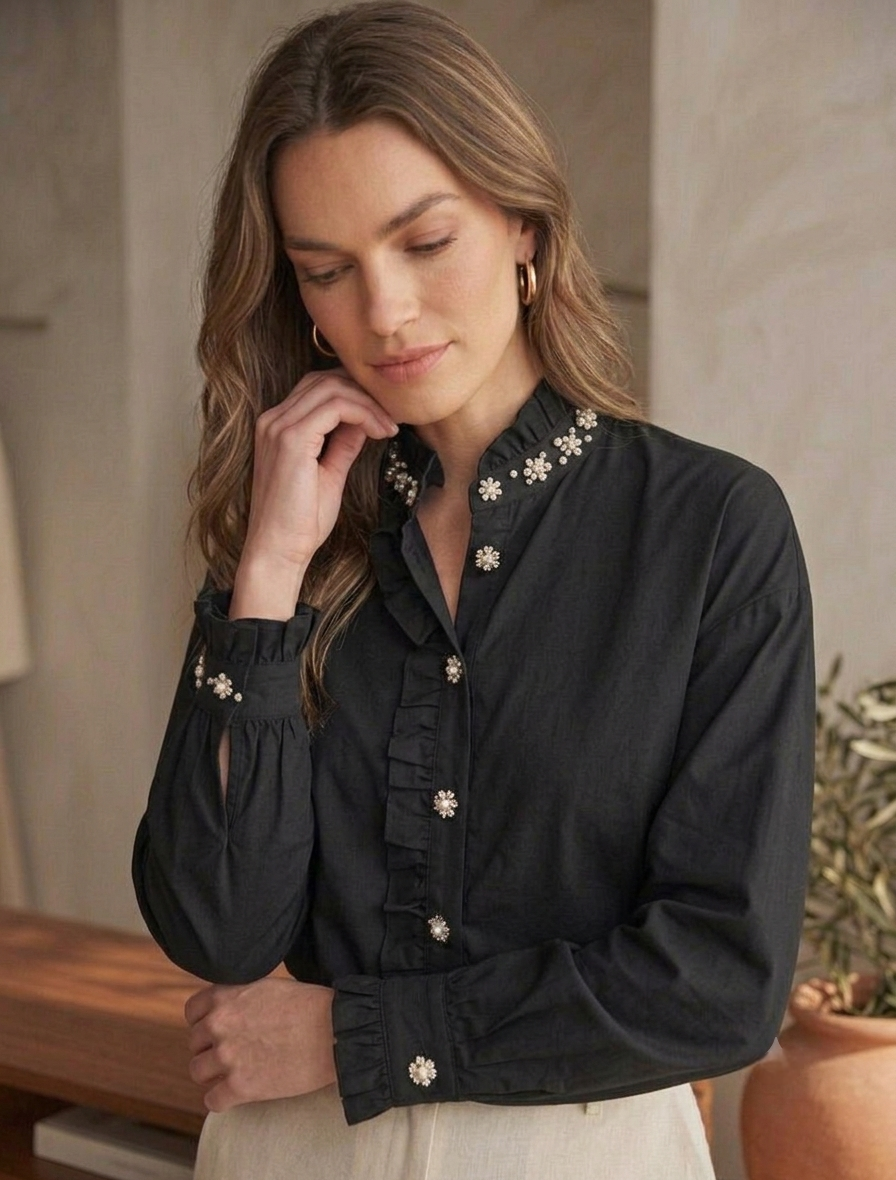 Pearls Black Shirt