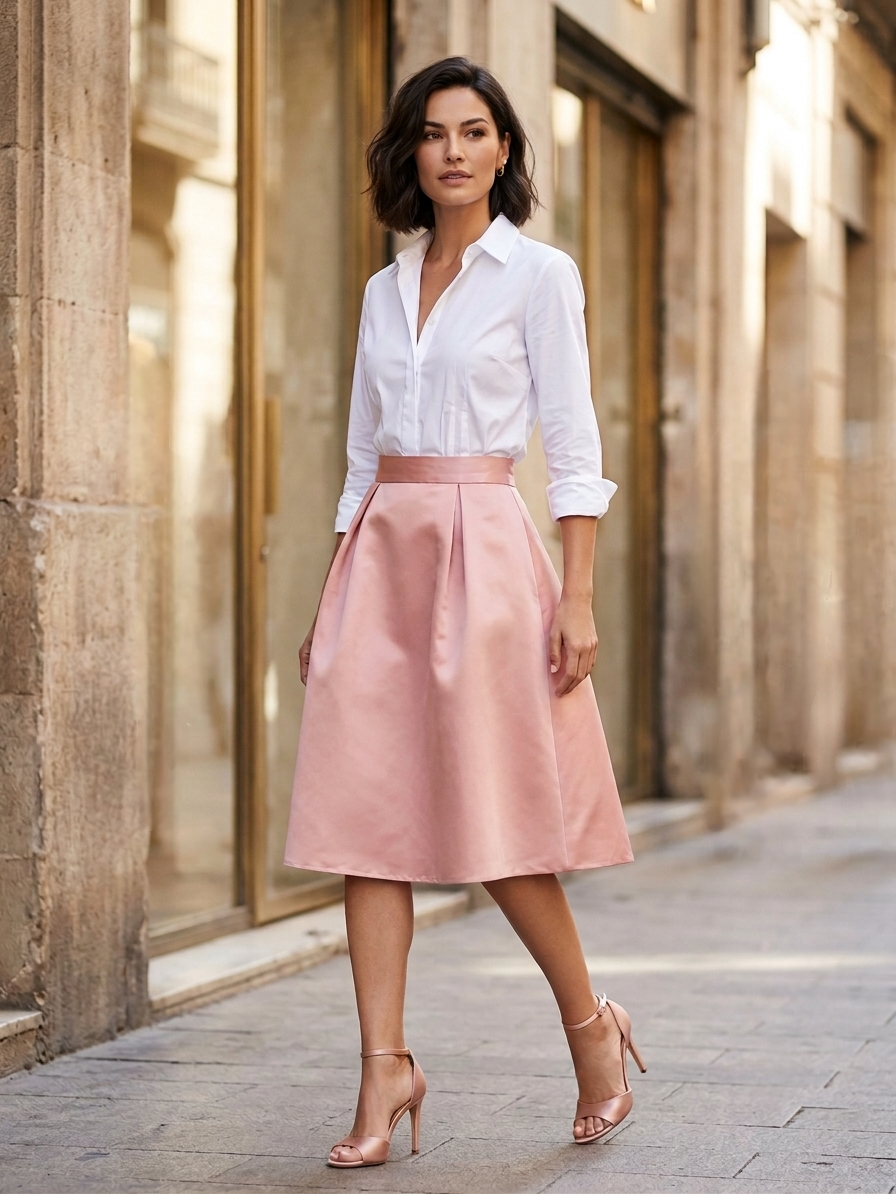 Pink Satin Skirt
