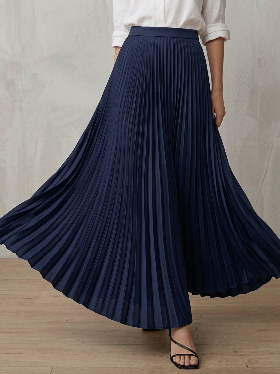 Pleated Navy Skirt