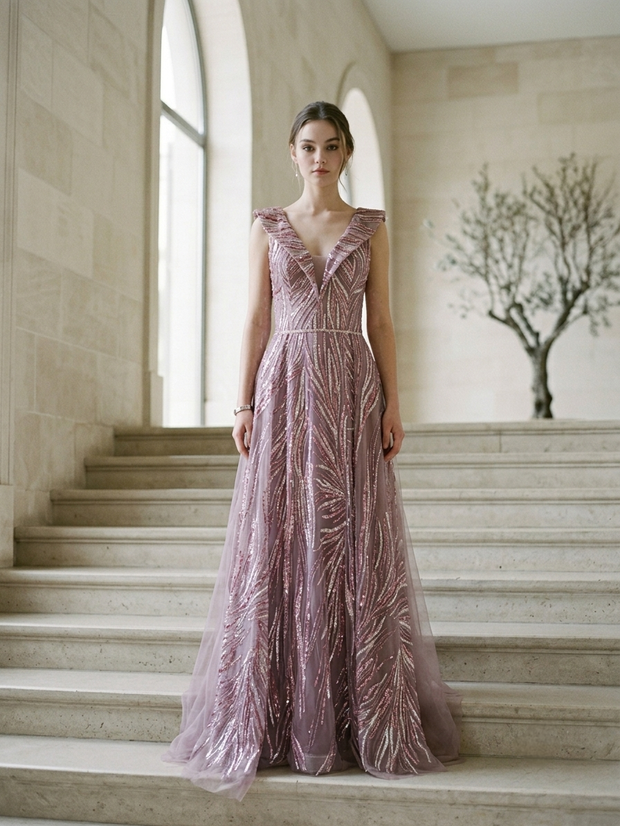 Purple Embellished Gown
