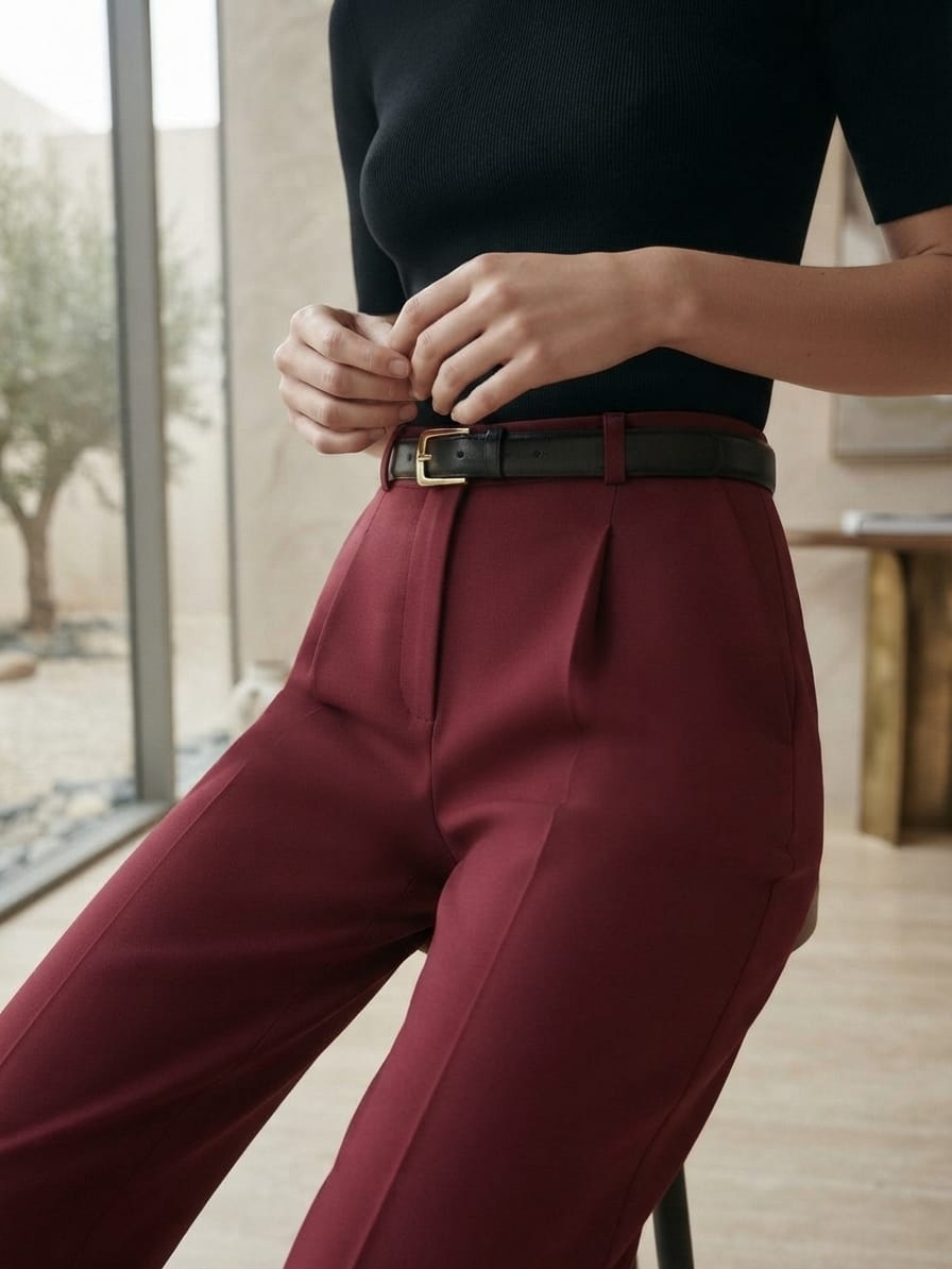 Wine-Red Pants