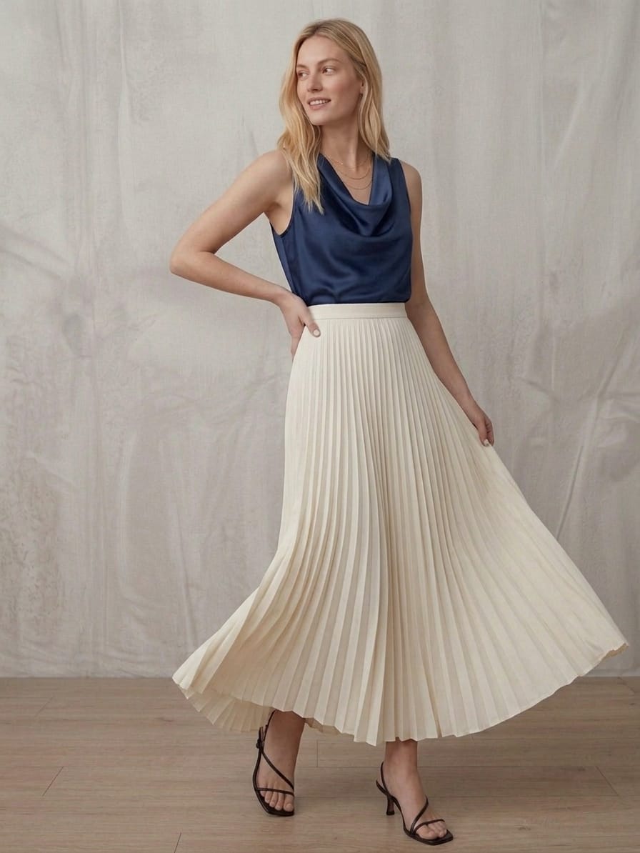 Pleated Off-White Skirt