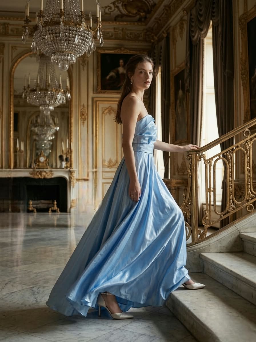 Baby Blue Strapless Gown