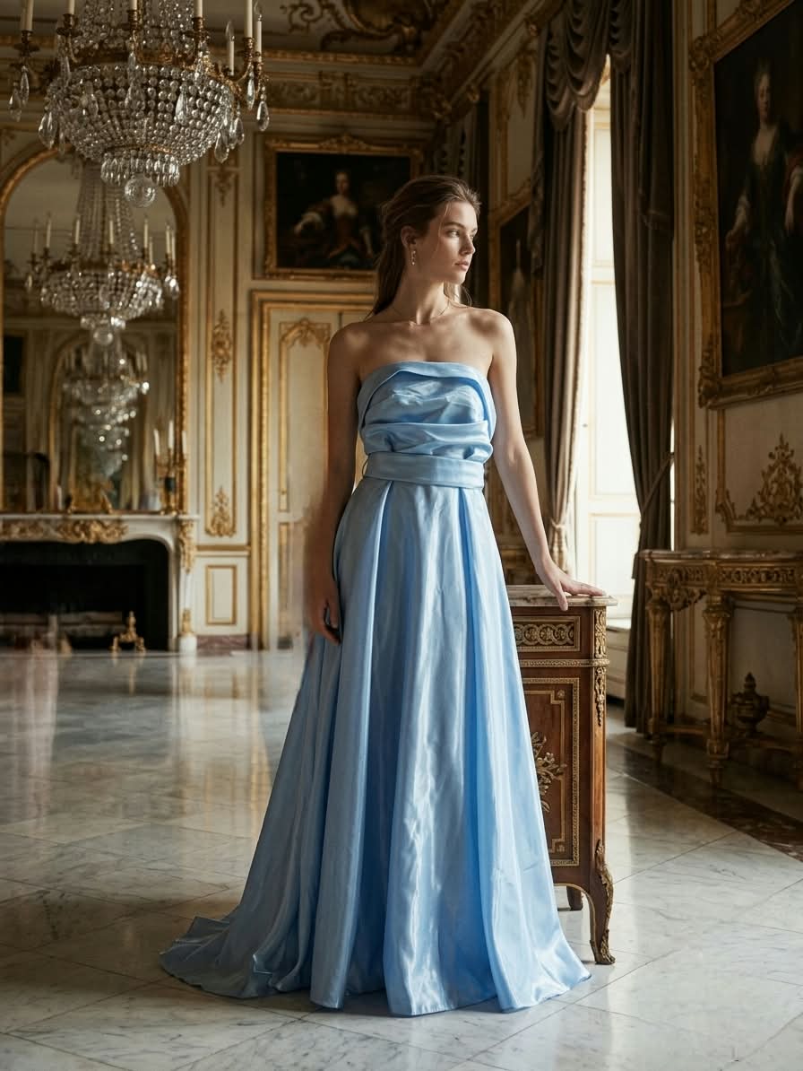 Baby Blue Strapless Gown