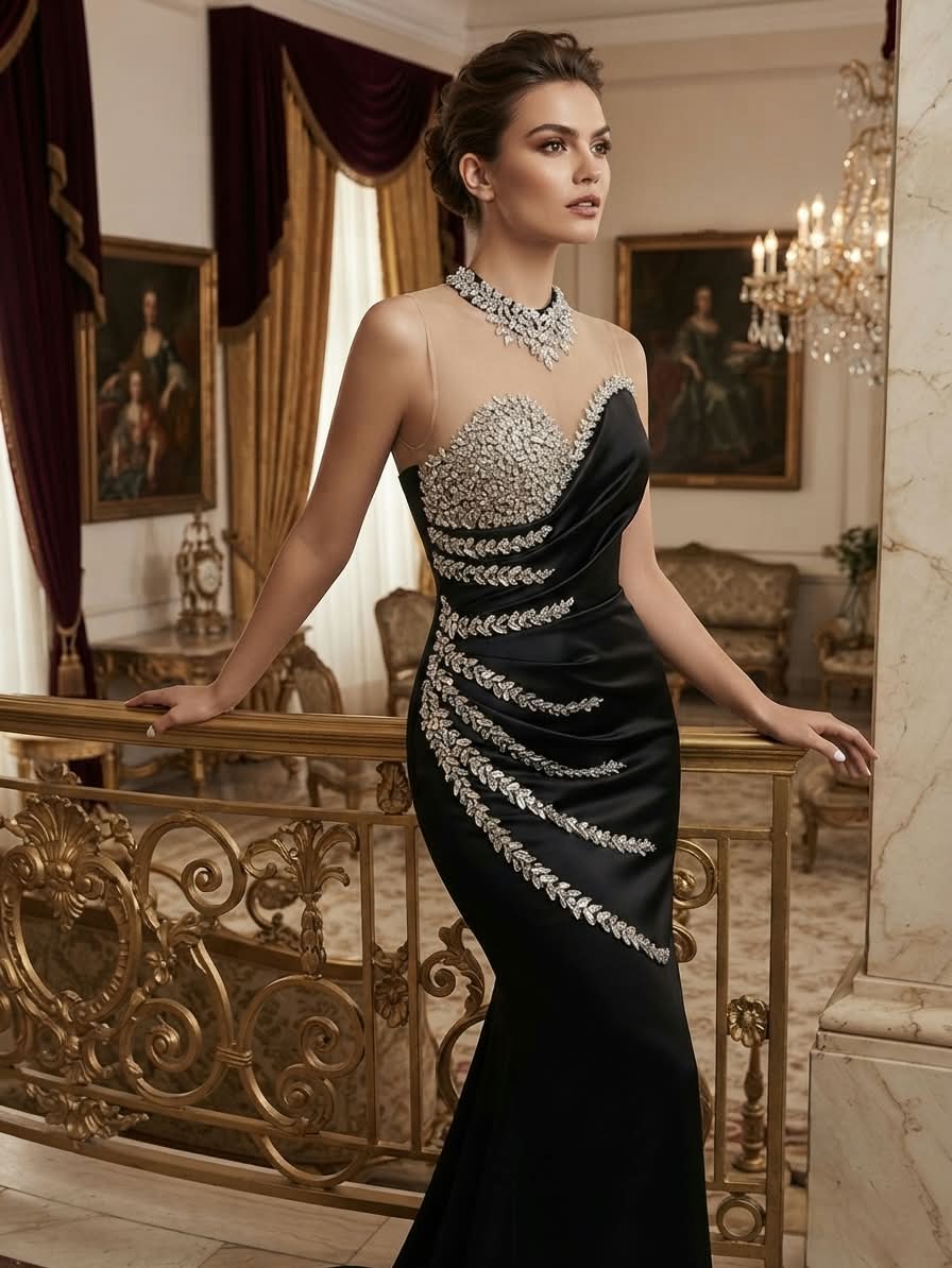 Black satin dress