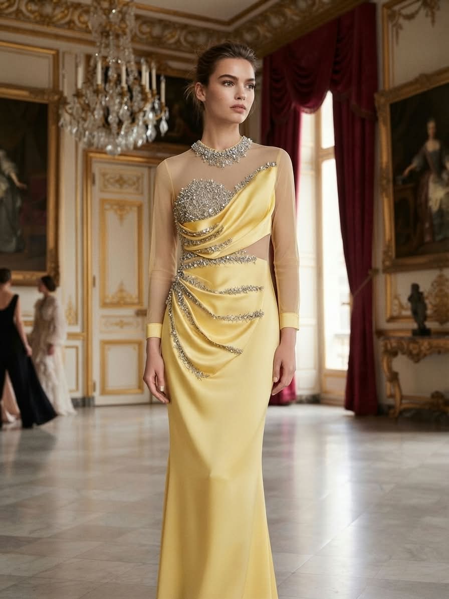 Elegance Long Sleeve Evening Gown