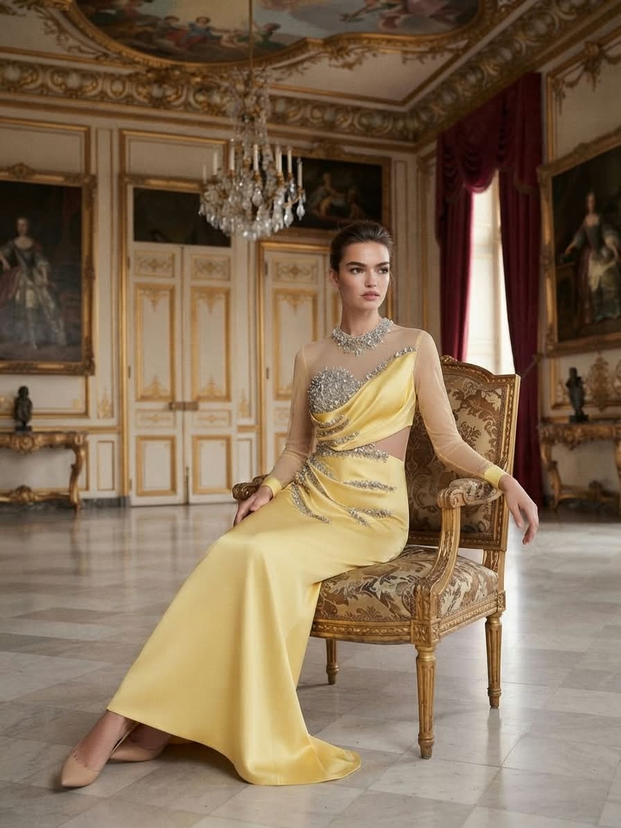 Elegance Long Sleeve Evening Gown - Image 3