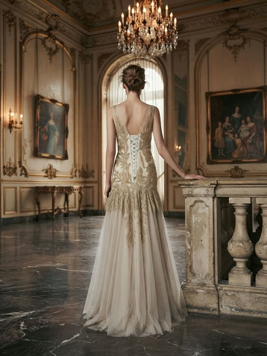 Embroidered off white Gown
