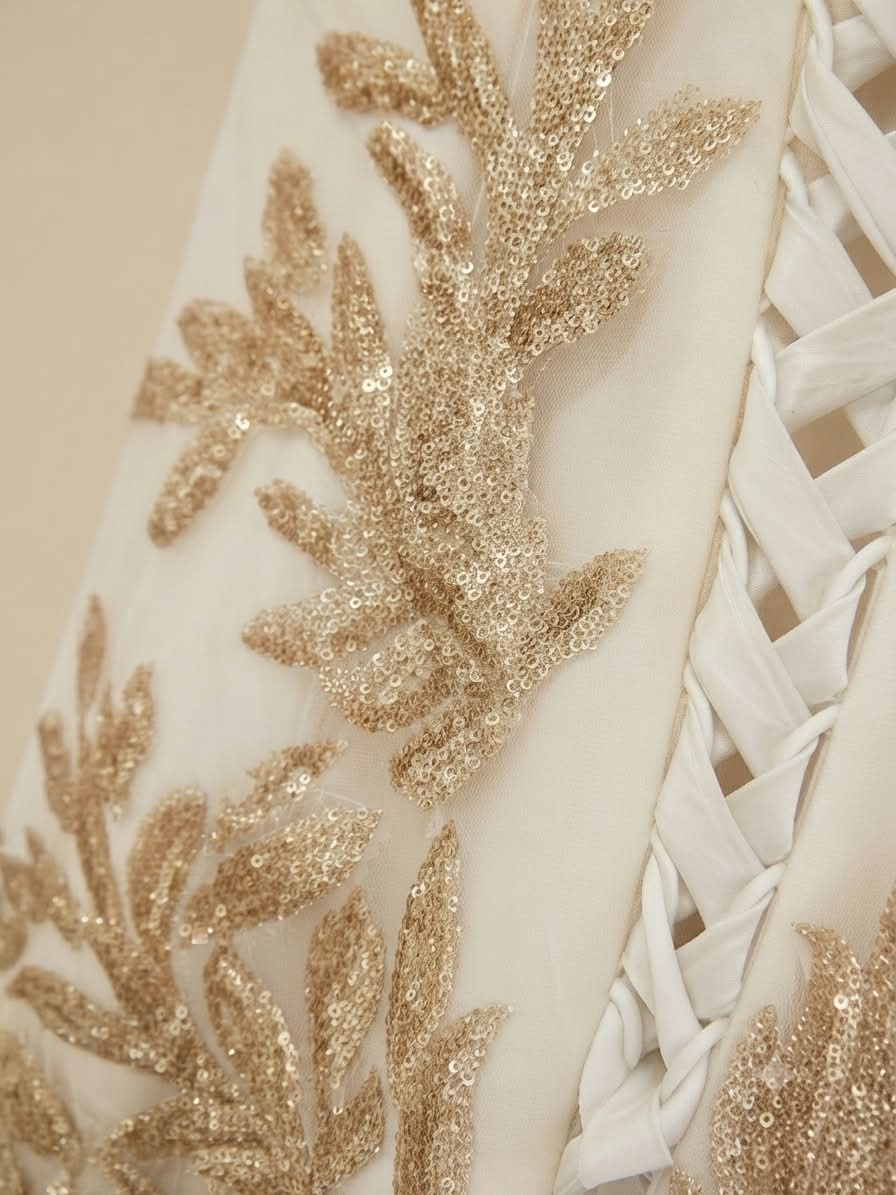 Embroidered off white Gown - Image 3