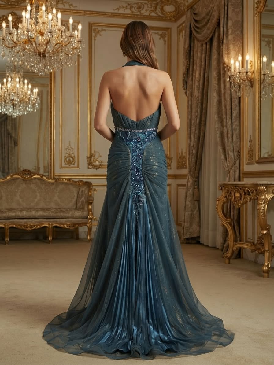 Teal Evening Dress - Image 3